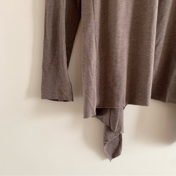 Nwt Drape Front Open Cardigan Long Sleeve Irregular Hem Brown Cover Up Sweater - Picture 8 of 13